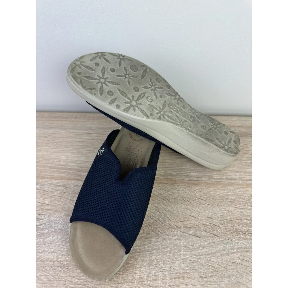 Fly Flot Women's EU40 Navy Mesh Clogs Anti-Shock Slip On Mules EUC Italy
